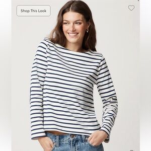 NWT Boatneck striped top with heart elbow patches